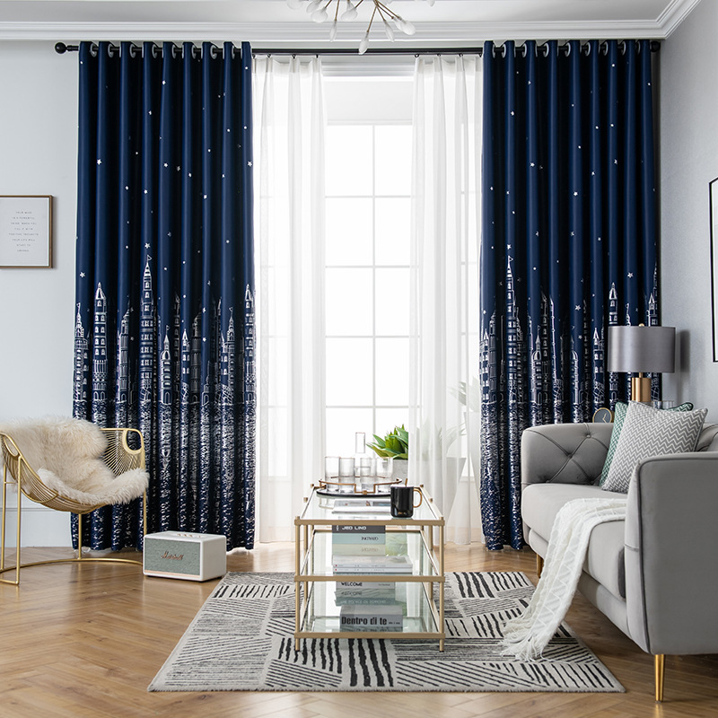 Wholesale Latest  Design Foil Printed Blackout Drapes Curtains for the Living Room Thermal Insulated