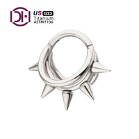 F136 G23 Titane À Cinq Pointes Pile Ouverte Triple Cerceau Articulé Segment Clicker Cône Septum Anneau Narine Piercing Cartilage Bijoux