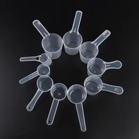 Cuillère doseuse en plastique PP transparente de qualité alimentaire avec échelle graduée, personnalisable avec logo, plusieurs tailles (50g, 100ml), pour thé, café, lait en poudre