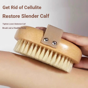 Cepillo de Baño 100% <span class=keywords><strong>Natural</strong></span> de Pelo de Cerdo, Cepillo Corporal Ovalado Largo de Madera de Bambú y Haya, Exfoliante para Piel Seca para Adultos - Product Image 2