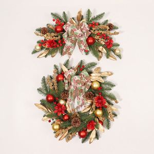 Nueva Guirnalda Navideña Europea Americana para Colgar en la Pared, Árbol Invertido Dorado y Rojo, Adorno para Puerta o Escalera - Product Image 2