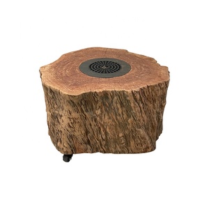 Tavolino da Caffè Wabi-Sabi in Legno Naturale a Forma di Ceppo d'Albero, Tavolo da Tè Mobile con Braciere per Arredamento Moderno da Giardino - Product Image 1
