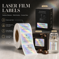 Étiquette autocollante holographique personnalisée imperméable pour emballage privé, rouleau d'étiquettes pour bouteilles et pots cosmétiques