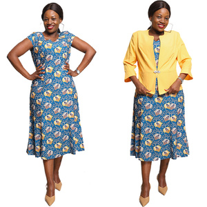 Nouveaux ensembles jupe et veste grande taille pour femmes, style africain, deux pièces, élégants, décontractés, pour le bureau, robes midi crayon florales pour l'église - Product Image 3