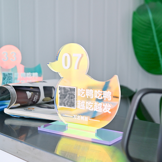 Customised Shape Colourful Acrylic Desktop Decorative Ornaments Desktop Number Plate  QR Code Logo
