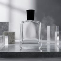 Nouvelle conception, flacon de parfum en verre rectangulaire de luxe personnalisé, 30 ml, 50 ml, 100 ml, impression à l'écran, pulvérisateur à pompe, TIUMSEN T01034
