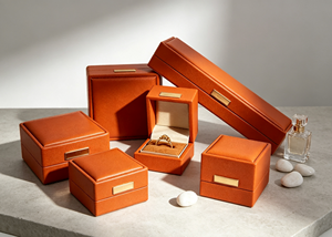 Whole Set High-End Retro <b>Brown</b> Faux Leather <b>Gift</b> <b>Boxes</b> with Magnetic Closure Rectangular Metal Nameplate Lid Four-Color Printed - Product Image 2