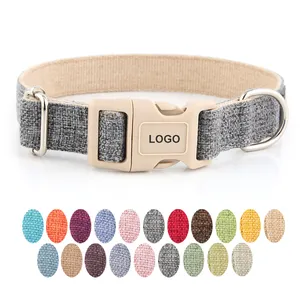 Atacado Design Alemanha Plain Color Eco-Friendly Cotton Webbing Hemp Grande Dog Collar Com Correspondência Trela E Arnês