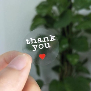 1 Inch Ronde Vorm Dank U Met Rood Hart Bedrukte Duidelijke Huisdier Cadeau Verpakking <span class=keywords><strong>Label</strong></span> Zelfklevende <span class=keywords><strong>Sticker</strong></span> - Product Image 2