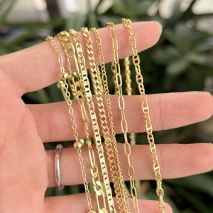 Chaînes en or 18 carats de 3 mm et 5 mm de largeur, modèles Figaro/Curb, <span class=keywords><strong>à</strong></span> billes/Mariner, ou trombones, pour colliers et bijoux DIY pour femmes - Product Image 2