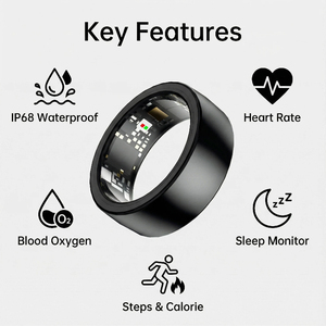 Anillo Inteligente <span class=keywords><strong>GOS</strong></span> de Acero Inoxidable para Monitoreo de Salud, Frecuencia Cardíaca, Oxígeno en Sangre, Presión Arterial, Sueño, Multifuncional, IP68 - Product Image 3