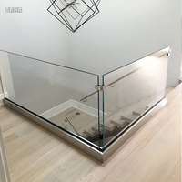 Rails de rambarde en aluminium U, sans cadre, en acier inoxydable, pour balcon, escalier, centre commercial, piscine, clôture