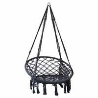 Chaise hamac, corde de coton macramé chaise balançoire suspendue cerceaux en métal pour salon, chaise balançoire de cour