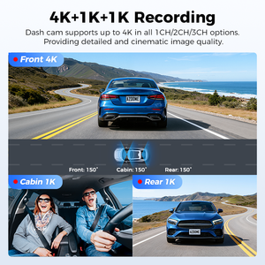 AZDOME M500-3CH Dash <span class=keywords><strong>Cam</strong></span> a 3 Canali con Tripla Lente Wi-Fi 4K+1K+1K, Scheda 64G Integrata, Visione Notturna e Tracciamento GPS - Product Image 3