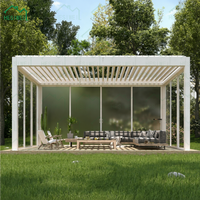 Pavillon extérieur en aluminium imperméable avec lames rétractables électriques pour jardin, salon de thé et véranda - Taille personnalisable