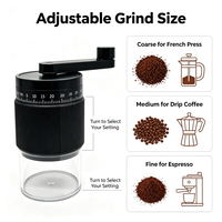 Moulin à café manuel de précision avec 30 réglages, broyeur à meules céramiques, manivelle, capacité de 25g, portable pour bureau et hôtel