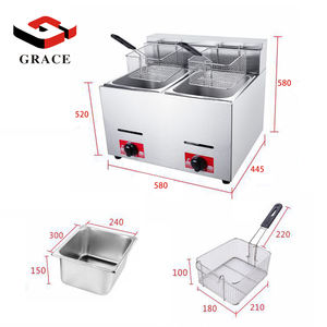 Friteuse commerciale GRACE pour restauration rapide, <span class=keywords><strong>12L</strong></span>, réservoir unique, friteuse à gaz de table - Product Image 2