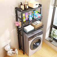 Support de salle de bains en métal multifonctionnel Couvercle rabattable pour tambour de toilette élargi Support de rangement pour machine à laver Organisateur de sol