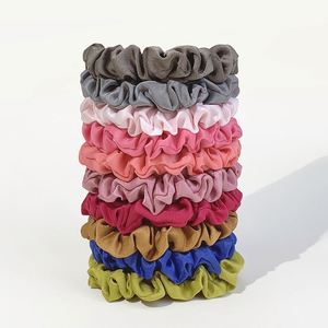 Chouchous pour cheveux en satin de soie doux, couleur unie, avec élastiques, style européen et américain, pour filles tendance - Product Image 2