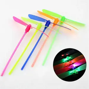 Hot Sale Promotion Kids Stress Relief Adult Flying toys Fidget Portable Colorful Plastic Led Light Up Mini Toy Bamboo Dragonfly