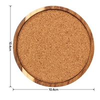 Sous-verre rond en bois d'acacia avec centre en liège pour boissons chaudes ou froides, protection de table pour tasses à café et verres, accessoire naturel pour la maison