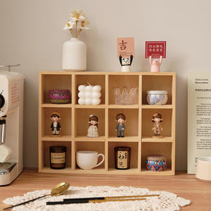 Caja de almacenamiento de madera con doce compartimentos, tipo rectangular vertical, para juegos de té y tazas de agua, para organizar el almacenamiento y uso en el estudio. - Product Image 3