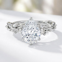 Bague Promise en Moissanite Taille Poire 3 carats, Argent 925, Filigrane Artistique, Cadeau Unique d'Anniversaire pour Femme