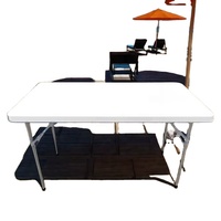 Table rectangulaire pliable en plastique blanc de 4 pieds, empilable, imperméable, design moderne, pour meubles d'extérieur et rangement