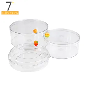 Clear PET Boxes Round with Lids Small Circle Containers Tray Biscuit Snack Storage Box for Cookie Party Favors