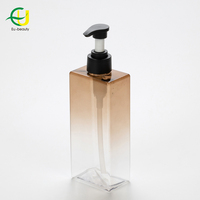 Emballage de soins personnels personnalisé de luxe, flacon carré de 400 ml, dégradé, pour shampoing, nettoyant visage, flacon en plastique PET, flacon pompe pour lotion corporelle
