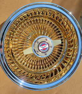 Nouvelle jante à rayons en acier de luxe Deep Dish 13x7 <span class=keywords><strong>Chrome</strong></span> Or 72 rayons croisés 2 barres avec système de dégagement rapide pour voitures particulières - Product Image 6