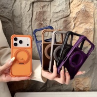 Coque de luxe ATB Orange pour iPhone 17 Pro Max avec support rotatif, protection d'objectif, toucher doux et magnétique