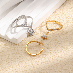 Anillo de Doble Capa con Flores Dreamshow, Chapado en Oro, Joyería de <span class=keywords><strong>Moda</strong></span> 2026, Nuevo Producto en Venta, Personalización al por Mayor - Product Image 2