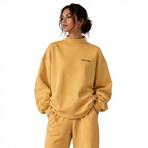 Premium <b>Women</b> Oversized Mockneck Pullover Custom <b>fleece</b> Graphic Loose Urban Fashion Private Label Supplier - Product Image 1