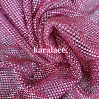 Sparkle Rose Rose vif Strass Cristal Brillant Net Tissu Micro Net pour Haute Couture