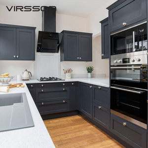 Armoires de cuisine modernes en alliage d'aluminium modulaires avec évier et crédence, portes en contreplaqué - Product Image 2