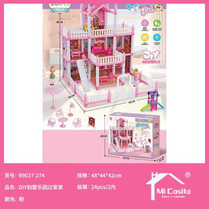 24 pezzi fai da te in plastica per casa delle bambole Villa Playset Mini stile finto gioco mobili giocattolo per ragazze e bambini modello giocattolo - Product Image 1