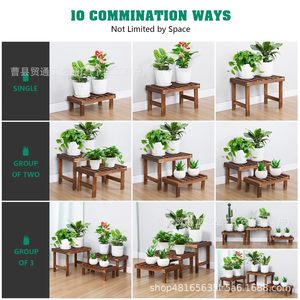 Wooden Flower Stand 3 Tier Multi Layer Storage <b>Rack</b> For Indoor Outdoor Plants Greenery Succulent Display <b>Shelf</b> - Product Image 5