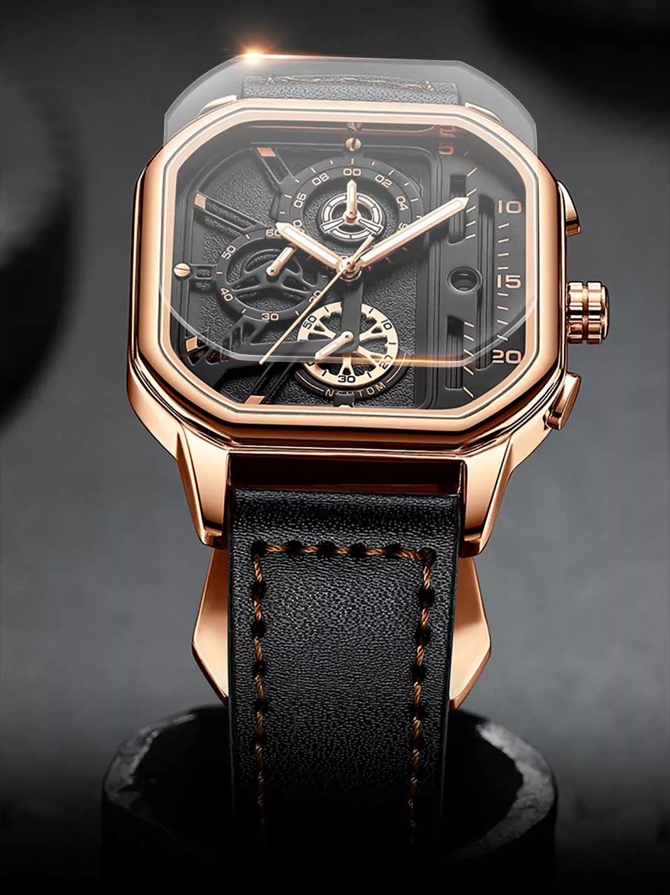 Nektom 8236 Hot selling good quality leather watch luminous hands waterproof quartz men's Watch