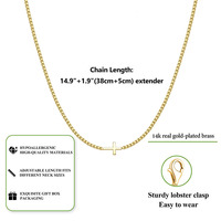Collier croix pour femmes or 14K plaqué argent délicat petite croix pendentif tour de cou Simple à la mode mignon croix breloque chaîne collier