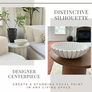 Bol décoratif en béton-Design à bord cannelé, pièce maîtresse élégante pour tables basses, étagères et décor de salon - Product Image 3