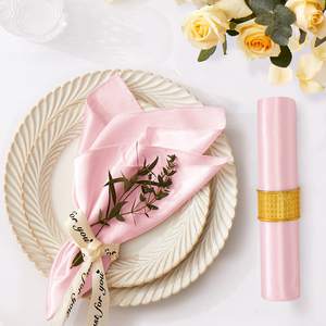 Servilletas Hechas a Mano de Satén de Poliéster de 17x17 Pulgadas, Decoración de Mesa de Lujo para Banquetes, Cenas y Uso <span class=keywords><strong>en</strong></span> Aviones - Product Image 2