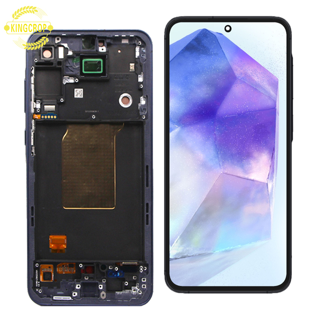 Super Amoled for Samsung Galaxy A55 A556 Mobile Phone LCD, for Galaxy A55 Touch Screen, for Samsung A55 Display With Frame Parts