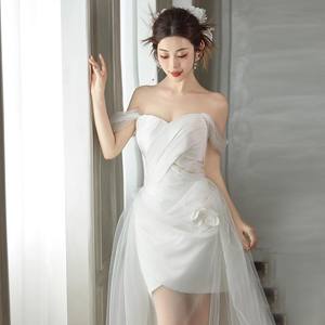 Guaina a trapezio alla moda <span class=keywords><strong>classica</strong></span> per <span class=keywords><strong>sposa</strong></span>, squisita e moderna, in Tulle, lunghi fino al pavimento, abiti da ballo corti - Product Image 3