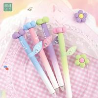Stylo Gel Rotatif Mignon COLNK en Forme de Fleur 0,5 mm Grande Capacité pour Examens, Corps Simple en Plastique Anti-Stress, Parfumé, Stylo Neutre Rotatif