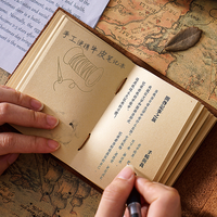 AIGUONIU Planificateur d'Affaires Personnalisable Vintage Couche Supérieure Cahier en Cuir de Vache 100 Intérieur Graffiti Journal Mini Journaux Logo en Cuir