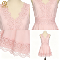 Fabricants de vêtements pour femmes, robes de soirée courtes en coton à imprimé floral rose, élégantes, décontractées, mini, mode estivale personnalisée