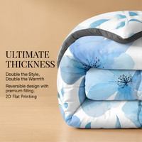 Ensemble de literie d'hiver en microfibre 3 pièces, couette réversible à imprimé floral 2D, chaude et épaisse, fournie directement par l'usine