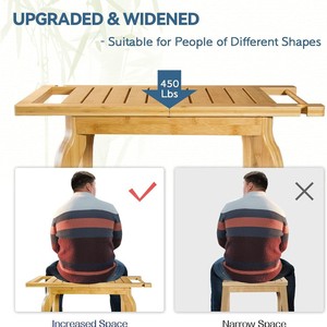 Bamboo <b>bathroom</b> <b>stool</b>, two-tier, multi-functional, suitable for home use, made of wood, ideal for changing shoes and washing - Product Image 4