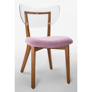 Moderna sedia in legno trasparente con glicine rosa velluto struttura in legno di frassino rosso SURI per soggiorno - Product Image 3